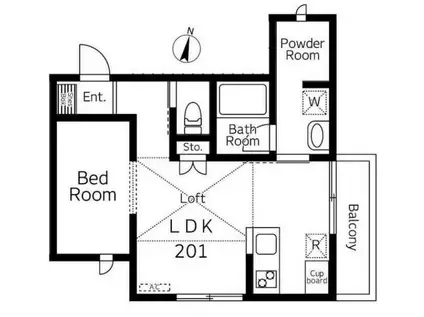 ミルトスハイム(1LDK/2階)の間取り写真