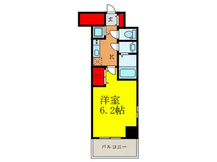 エスリード江坂グランツ(1K/10階)の間取り写真