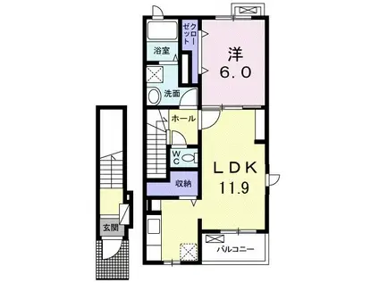 プロムナード II(1LDK/2階)の間取り写真