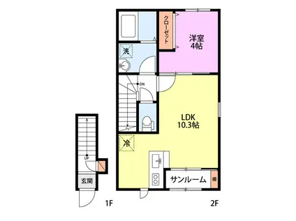 S&S稽古町(1LDK/2階)の間取り写真