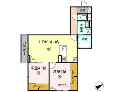 マンダリンフィールド(2LDK/3階)の間取り写真