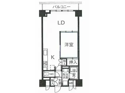 パインコート梅屋敷(1LDK/9階)の間取り写真