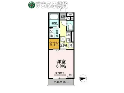 グレイスコート(1K/1階)の間取り写真