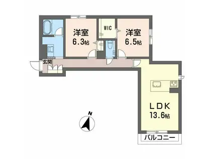 ラ メゾン クレール(2LDK/2階)の間取り写真