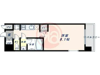 LA DOUCEUR天王寺(1K/9階)の間取り写真