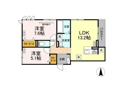 D-ROOM七曲I(2LDK/2階)の間取り写真