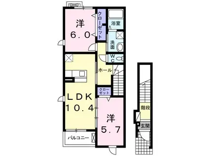 カミー・シナビII(2LDK/2階)の間取り写真