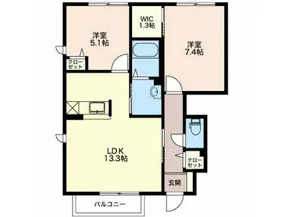 プライムスクエア(2LDK/1階)の間取り写真
