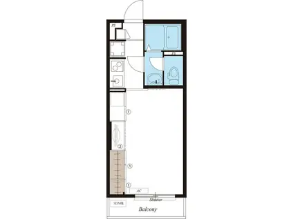 サンハイム高砂(1K/2階)の間取り写真