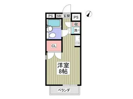 フローラルコートI(ワンルーム/1階)の間取り写真