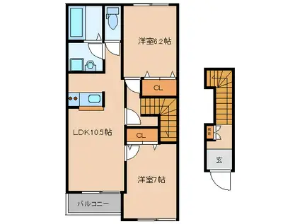 グリーンステージ(2LDK/2階)の間取り写真