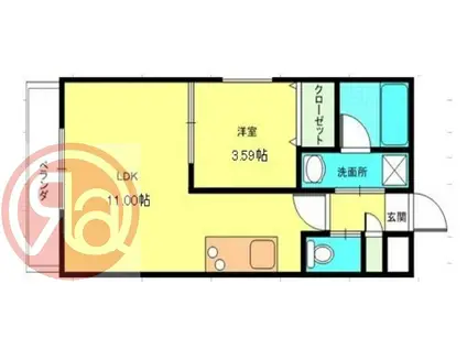 FRENCIA NOIE 難波南(1LDK/6階)の間取り写真