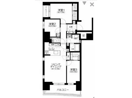 HARUMI FLAG SEA VILLAGE B棟(3LDK/16階)の間取り写真