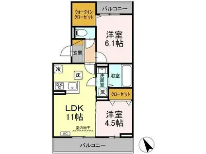 オーガスタハイツ(2LDK/3階)の間取り写真