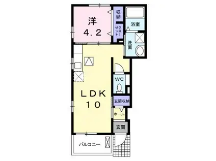 アニューアメジスト(1LDK/1階)の間取り写真
