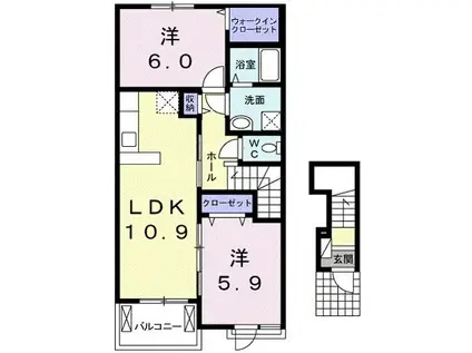 ヴァンベール(2LDK/2階)の間取り写真
