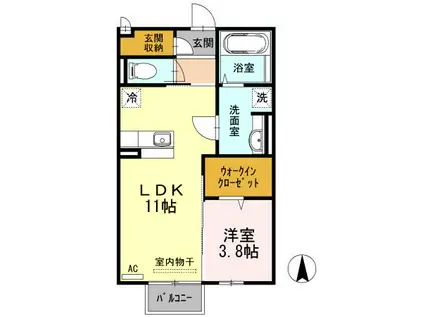 キャトルセゾン(1LDK/2階)の間取り写真