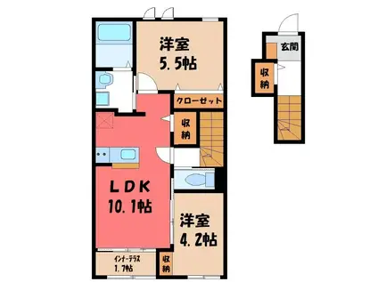 ピノ リブロ(2LDK/2階)の間取り写真