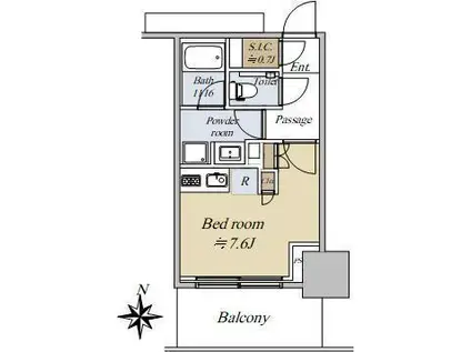 大崎駅西口F南地区市街地再開発(ワンルーム/17階)の間取り写真