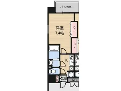 LUXE江坂II(1K/3階)の間取り写真