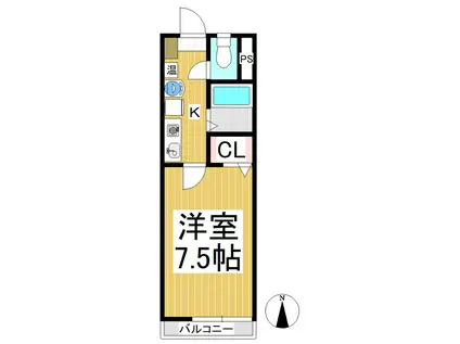 パークハイツ上田 E(1K/2階)の間取り写真
