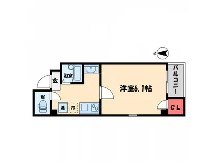 オーキッドコート北堀江(1K/9階)の間取り写真