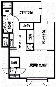 ベラーノ A棟(2LDK/1階)の間取り写真