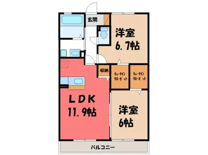 リヴァ―ジュ 壱番館(2LDK/1階)の間取り写真
