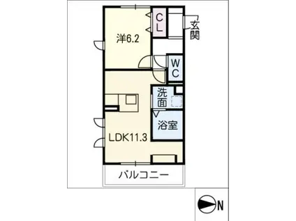 BELL・HOUSE 黒野(1LDK/2階)の間取り写真