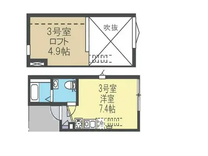 グラン・ノワール白楽(ワンルーム/2階)の間取り写真