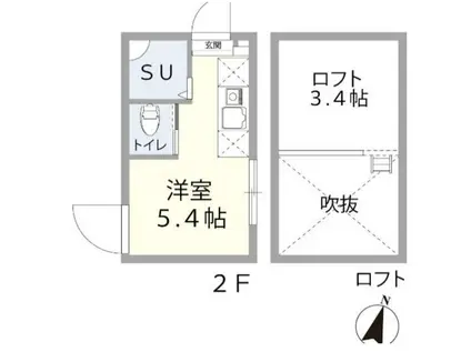 GLANZ弥生町サウス(ワンルーム/2階)の間取り写真