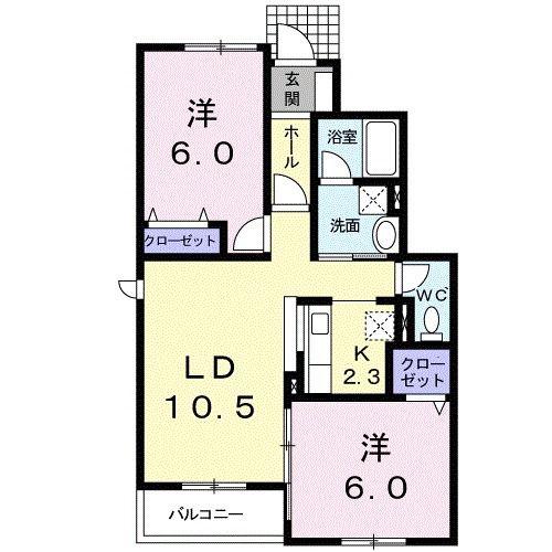 キャトルセゾンC(2LDK/1階)の間取り写真