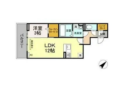 シオン佐古前町(1LDK/3階)の間取り写真