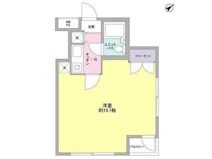 ウイングコート東雪谷(ワンルーム/3階)の間取り写真