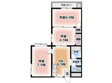 L-NEXT幸福町(3DK/2階)の間取り写真