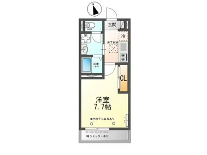 OCEAN COAST TSUDANUMA(1K/1階)の間取り写真