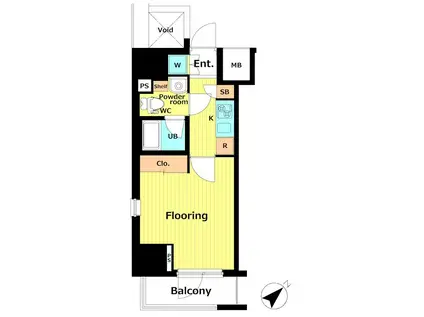 パークウェル蔵前(1K/12階)の間取り写真