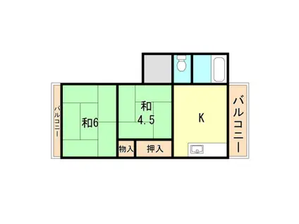 コーポヤマモト (2DK/1階)の間取り写真