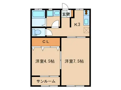 エトワール(2K/2階)の間取り写真