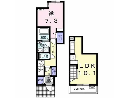 PALMIER B(1LDK/1階)の間取り写真