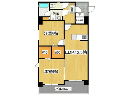 メゾンサンテ(2LDK/9階)の間取り写真