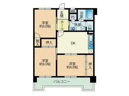 三宝ビル(3DK/1階)の間取り写真