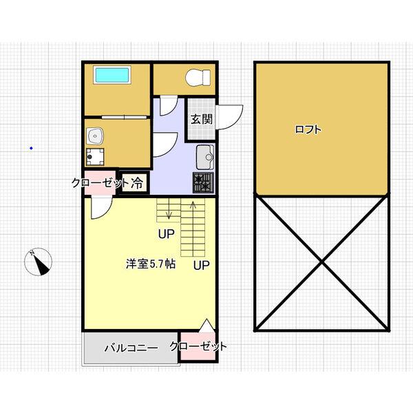 SQUARE千種(1K/2階)の間取り写真