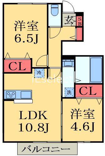 フォレストウッド A棟(2LDK/1階)の間取り写真