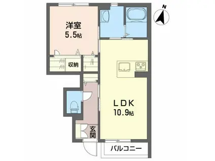 シャーメゾン・ポルト(1LDK/1階)の間取り写真