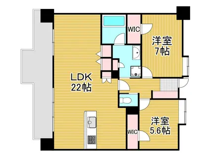 サンライフ勝山公園セントラルシティ(2LDK/3階)の間取り写真