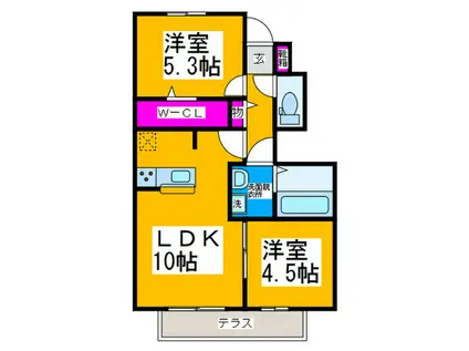 GRASMERE(2LDK/1階)の間取り写真
