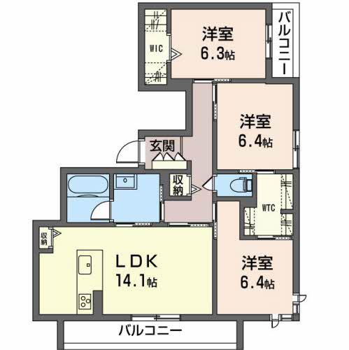 ラ ソルティ(3LDK/2階)の間取り写真