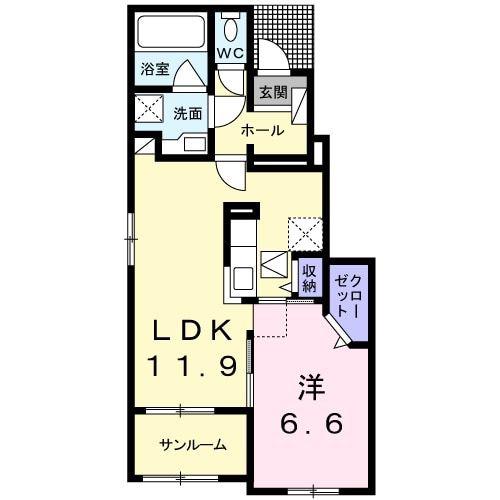 ルミナーレII(1LDK/1階)の間取り写真