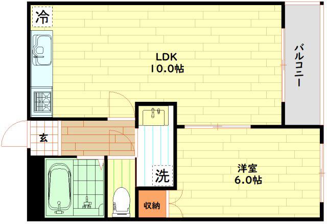 フラッツ江戸堀(1LDK/2階)の間取り写真